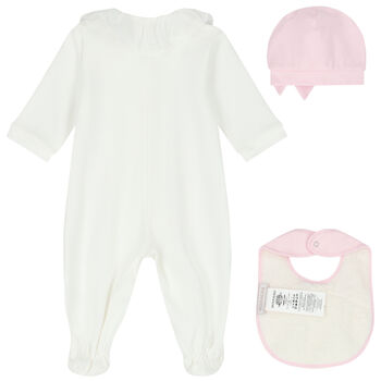 Baby Girls Ivory & Pink Babygrow Gift Set